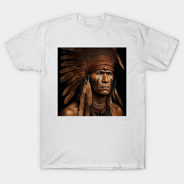 [AI Art] Proud Native American Man With Headdress T-Shirt by Sissely